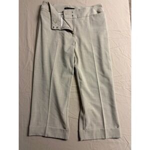 Tribella Womens Wide Leg Cuffed Crop Dress Pants Beige Size 4 Stretch Trouser